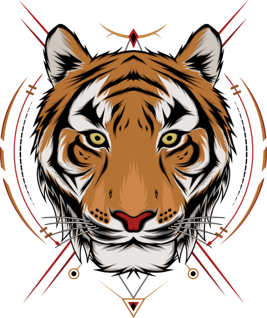 The Tiger head illustration with ornament
