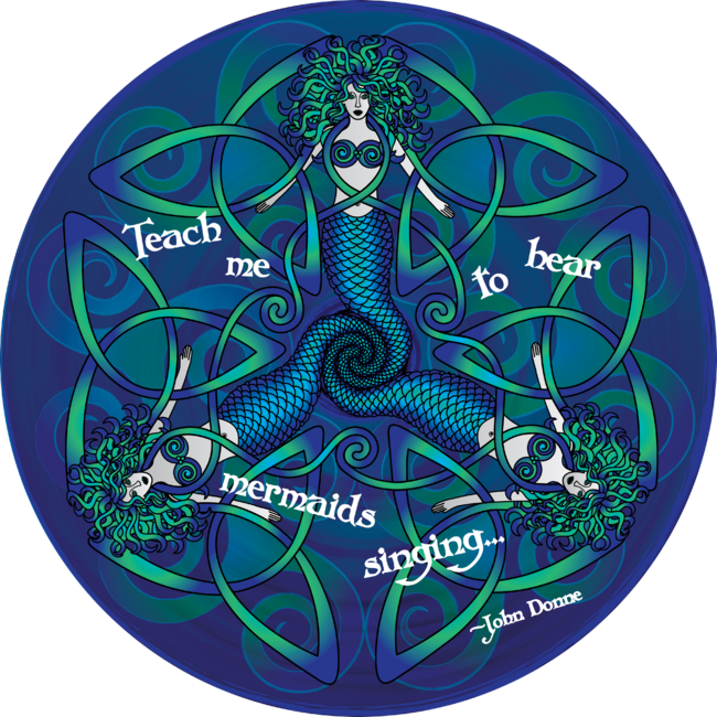 Celtic Mermaid Mandala in Blue and Green