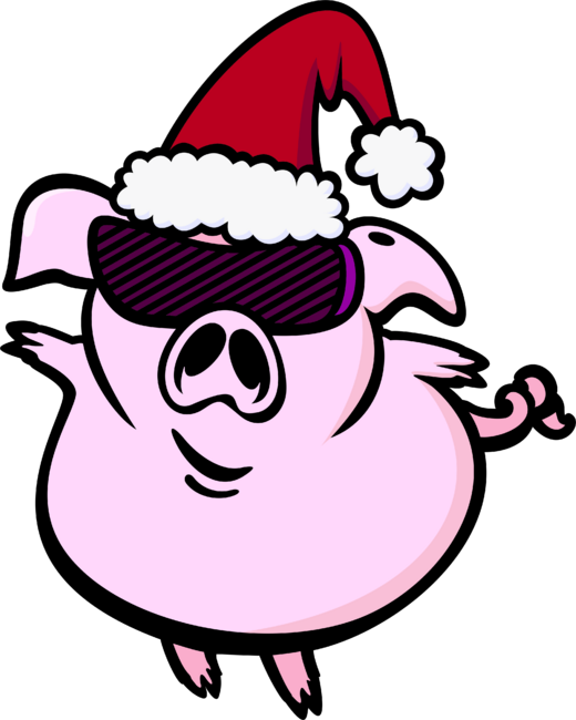 Funny Cartoon Pig Santa VDS2
