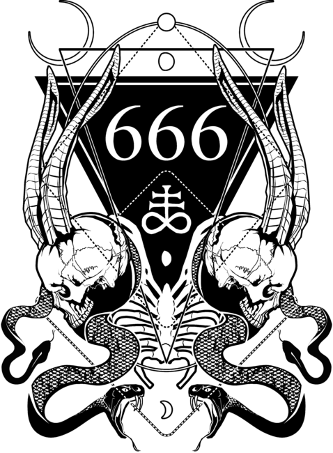 666 with some skulls, serpents and Leviathan cross