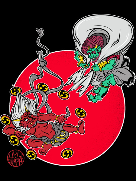 The gods Raijin and Fujin by Ukiyograph