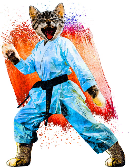 Samurai Ninja Cat In Karate T-Shirt by VitaminTT