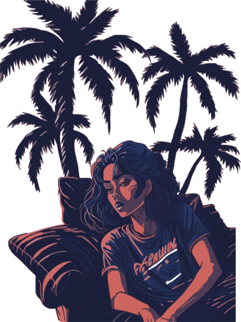 Vaporwave girl , Palm trees by Clipse