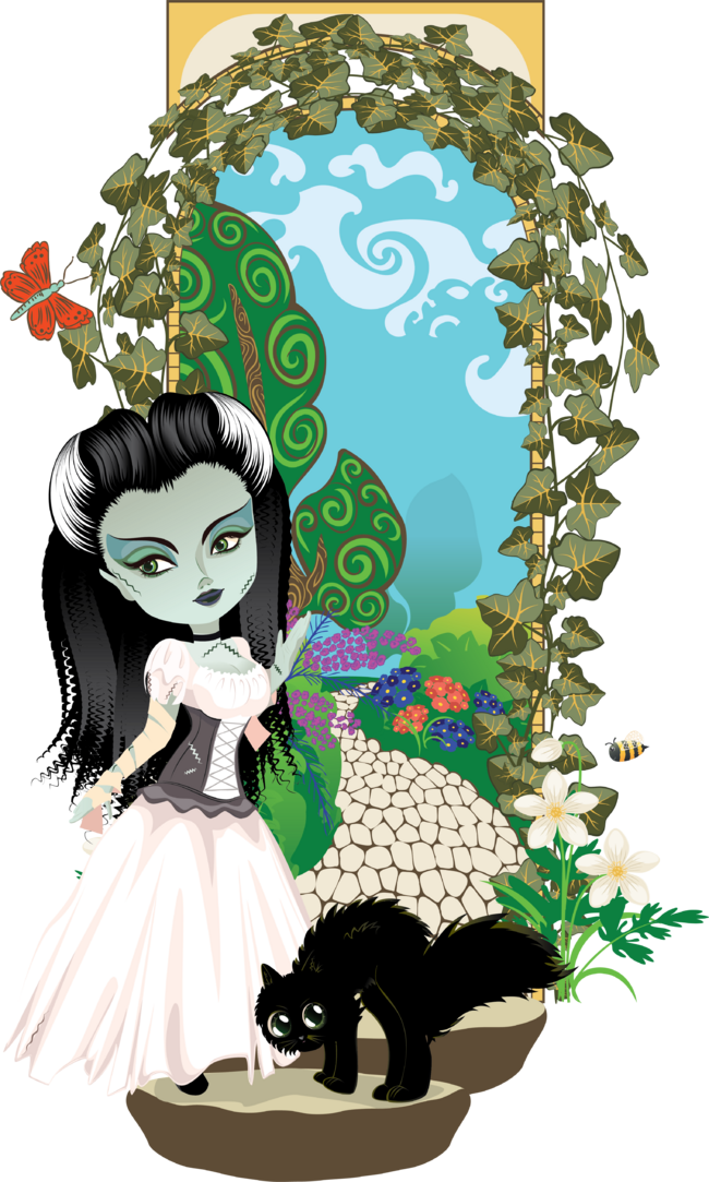 Frankenstein bride in summer secret garden by AnnArtshock