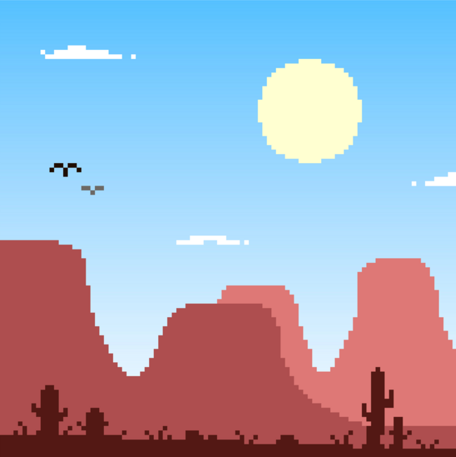 Pixel art american desert landscape