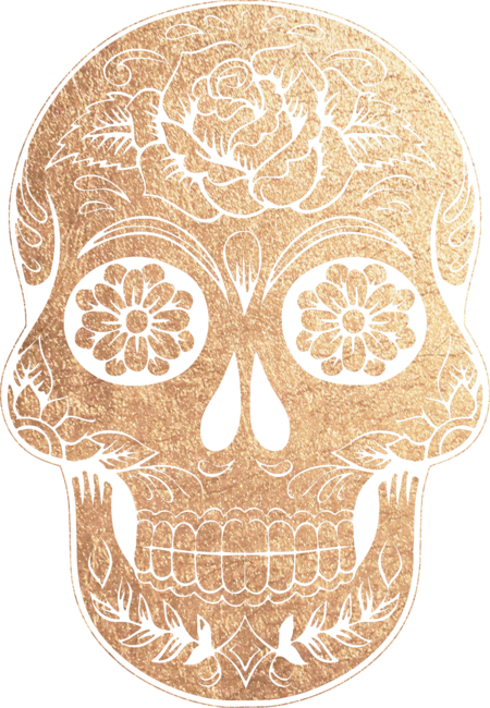 Floral Skull Tattoo Gold