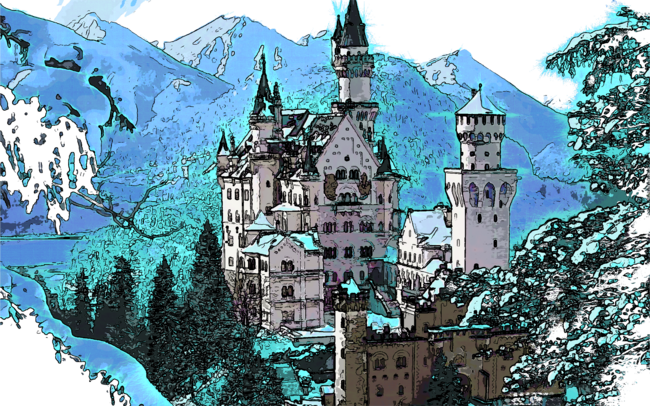 Neuschwanstein castle by painterfrankie