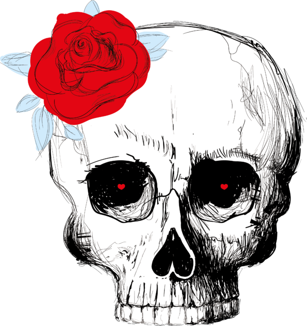 skull with rose