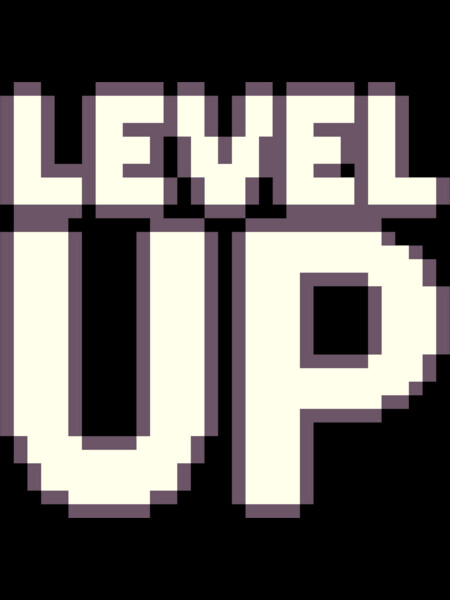 1bit pixel art lettering of text level up