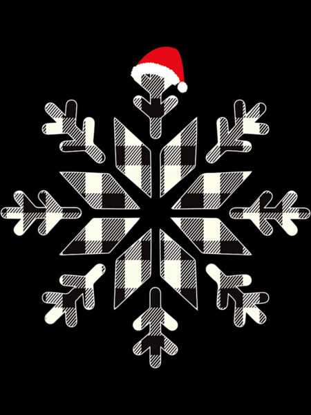 White &amp; Black Christmas Buffalo Plaid Snowflakes Santa hat by AlexanderDD