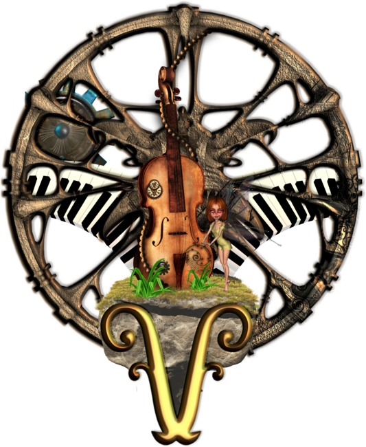 Steampunk violin with little fairy