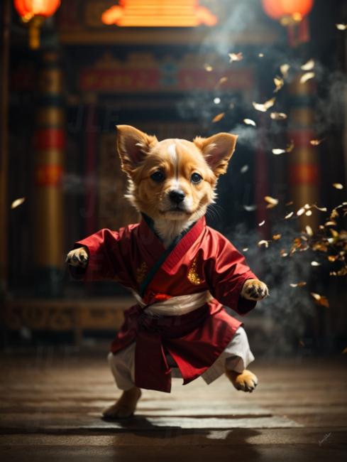 Cute Red Kung Fu Puppy