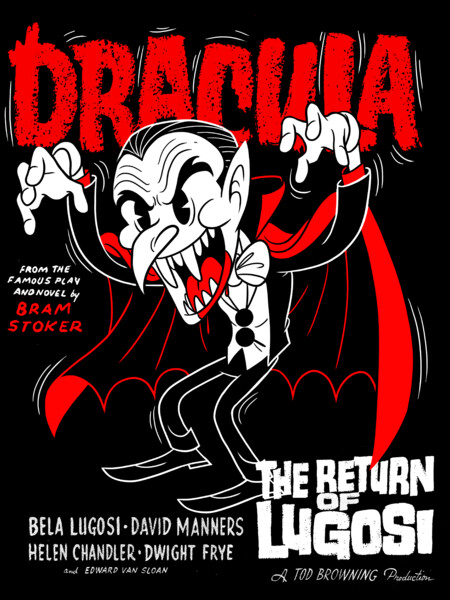 Bram Stoker Dracula Return of Bela Lugosi old Cartoon Poster
