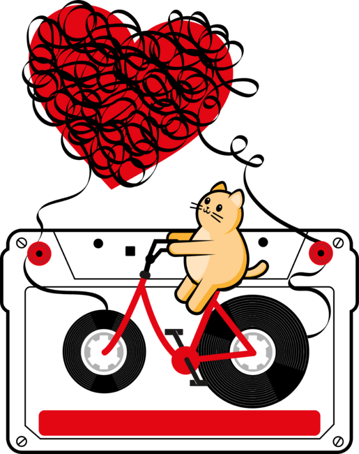Orange cat pedaling with love music