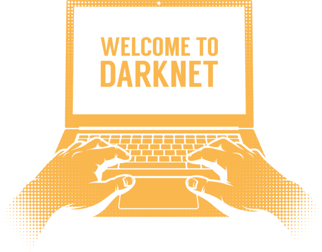 Hands of a hacker entering a darknet on a laptop