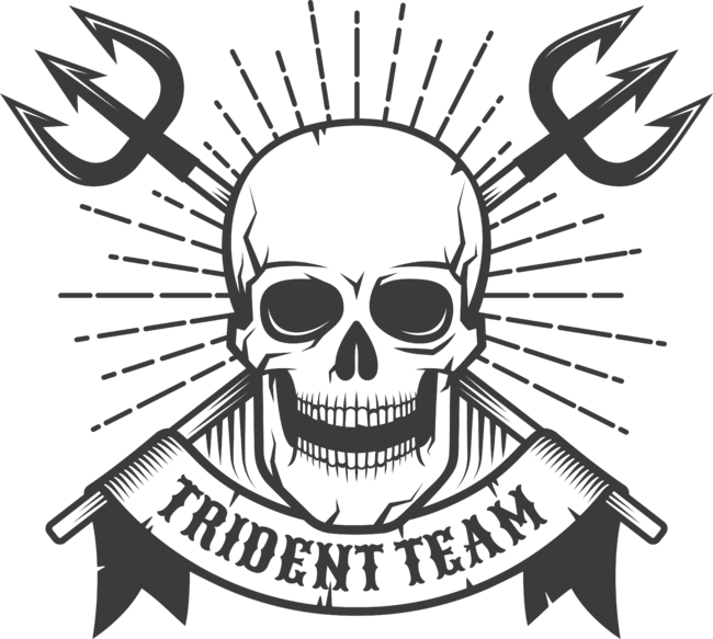 Pirate sea print with skull and crossed tridents