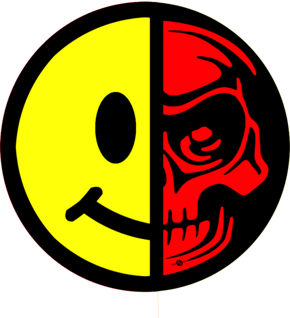 Smiley Face Skull Yellow Red