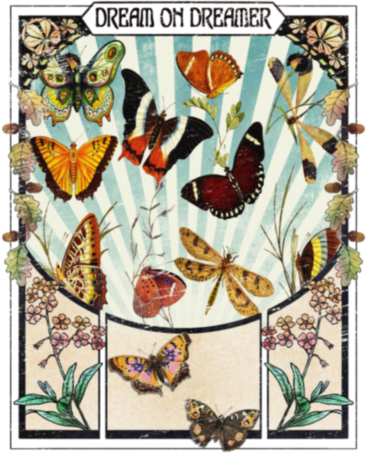 Bohemian Boho Hippie Butterflies Art Nouveau Vintage - Dream On