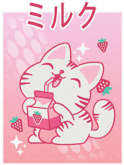 Japanese Kawaii Cat Strawberry Milk