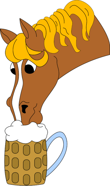 Horse drinking beer