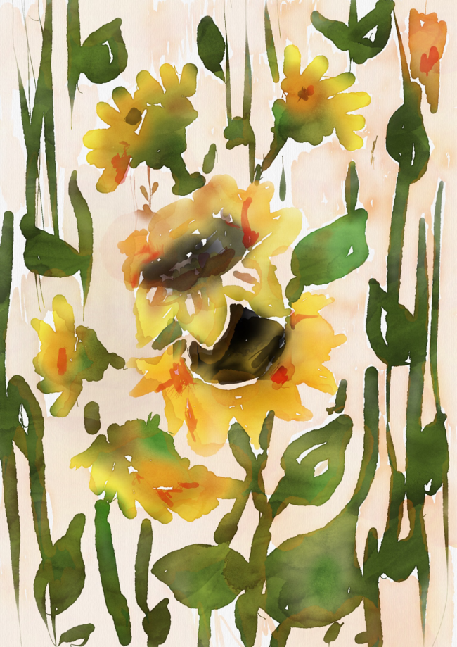 watercolor sunflowers by ArtKsenia