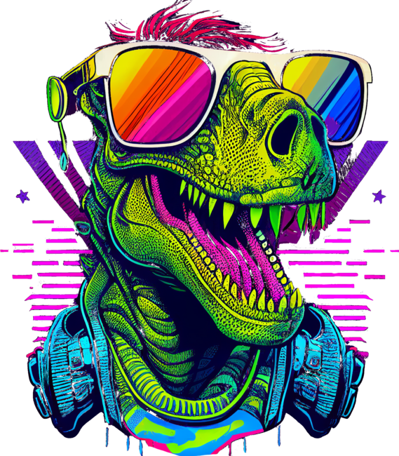 Funky Retro Dinosaur with Sunglasses