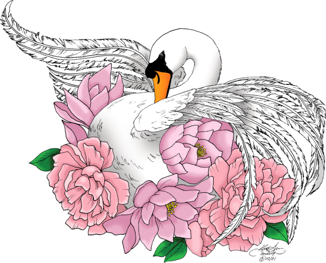 Swan and Flowers