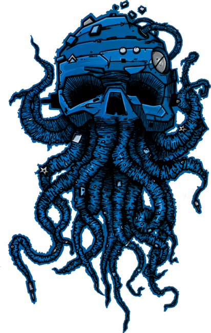 blue kraken skull