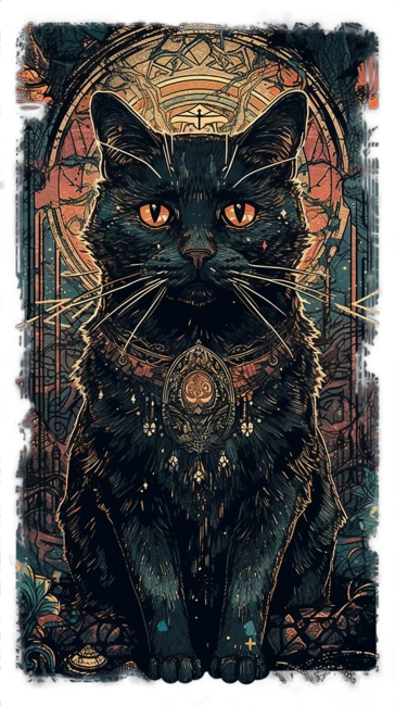 Mystical Black Cat Tarot Card