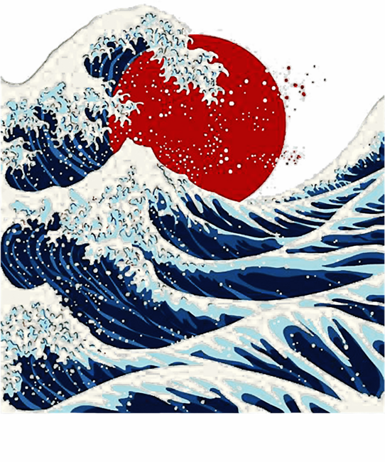 Wave Sunrise Ocean Japanese Kanagawa Art Nature Sea