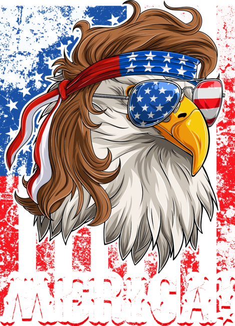 4th Of July Eagle Mullet American Flag Merica