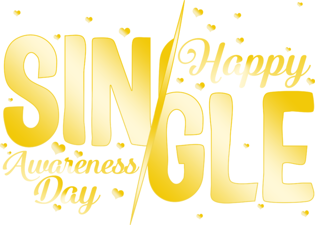 Happy Single Awareness Day Gold Heart Celebration Anti