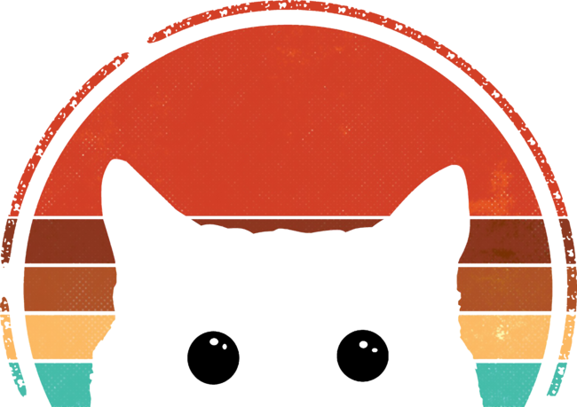 Black Cat Peeking Sunset Vintage