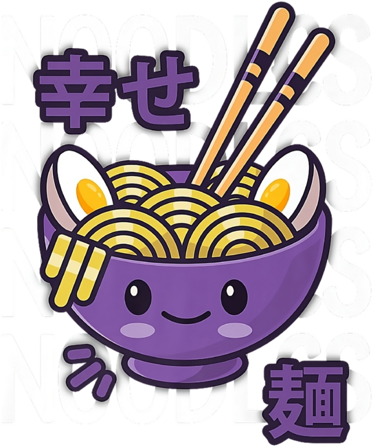 Kawaii Ramen Noodles Cute Adorable Japanese Noodles Bowl by Anabrik