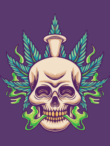 Skull with Cannabis Leaf