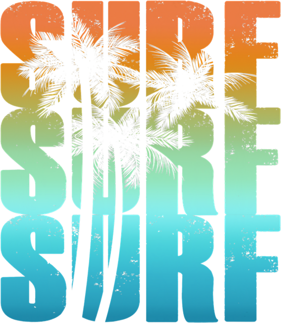 Surfing Sunset Palm Tree by PhongPhuc