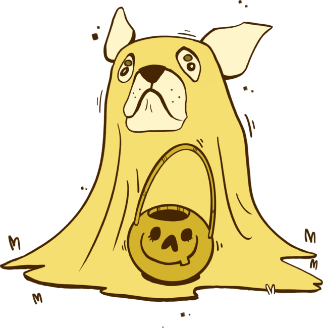 Ghost Dog Yellow Big-  Halloween Cute Dog Friend Design by StarLightStudios