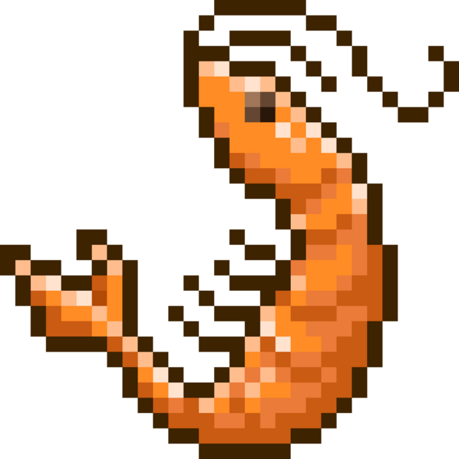 Pixel art red shrimp