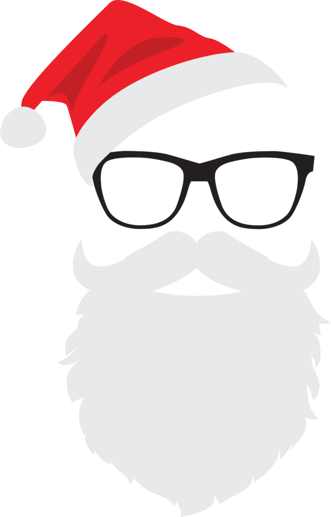 Hipster Santa Face with Hat beard &amp; Glasses Christmas by TronicTees