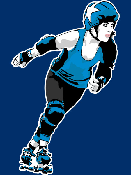 Roller Derby Girl Skating - Blue