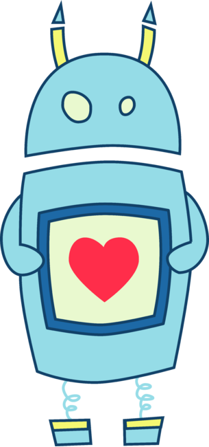Clumsy Cute Robot With Heart