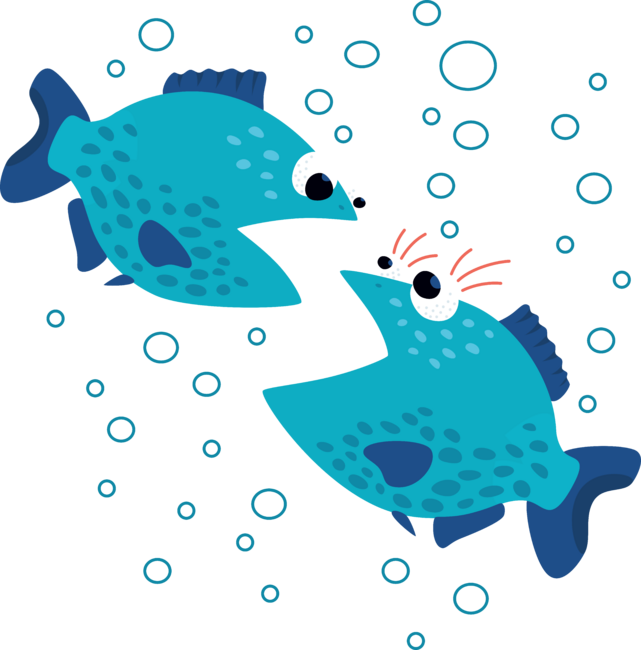 Gossiping Blue Piranha Fish