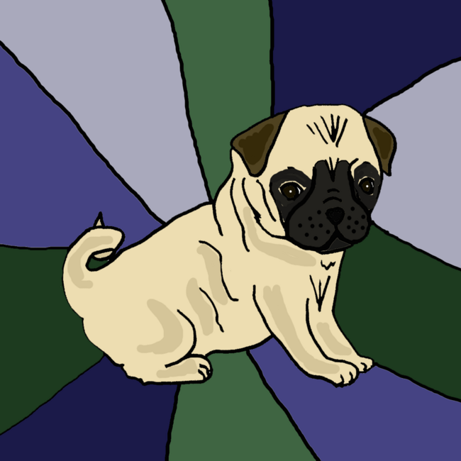 Fawn Pug Dog Art Abstract Original
