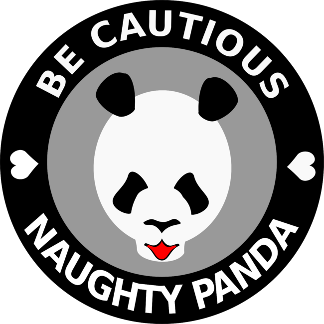 Cautious Naughty Panda with a Round Text