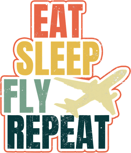 Eat Sleep Fly Repeat Airplane T-Shirt by Cutemeow