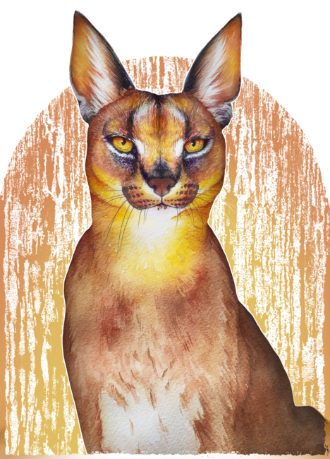 The watercolor Caracal