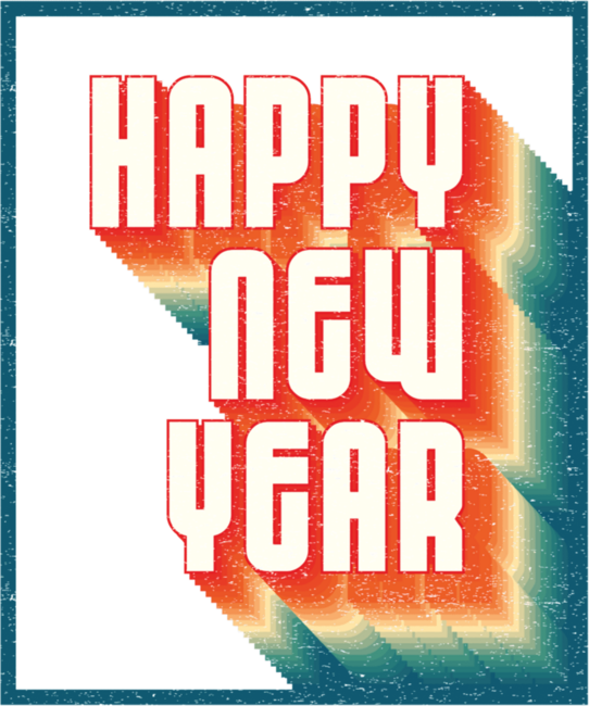 Happy New Year 2023 Retro Vintage Party January Fireworks