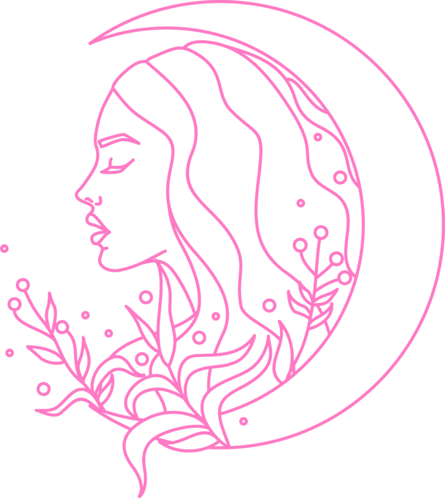 Line Art Silhouette Moon Girl Witch by BellaKonstantinova