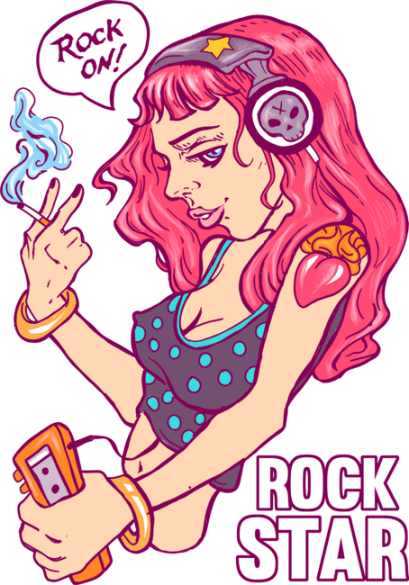 Rocker Girl with headphones
