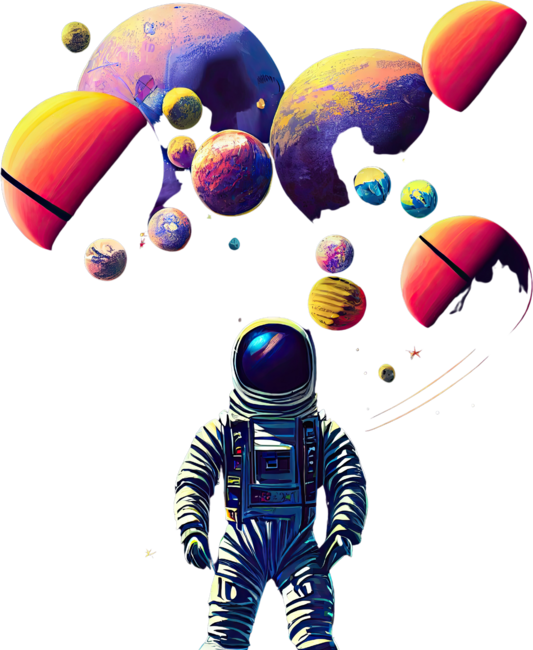 Astronaut Hanging Out With Planets